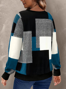 Color Block Crew Neck Pullover Sweatshirt
